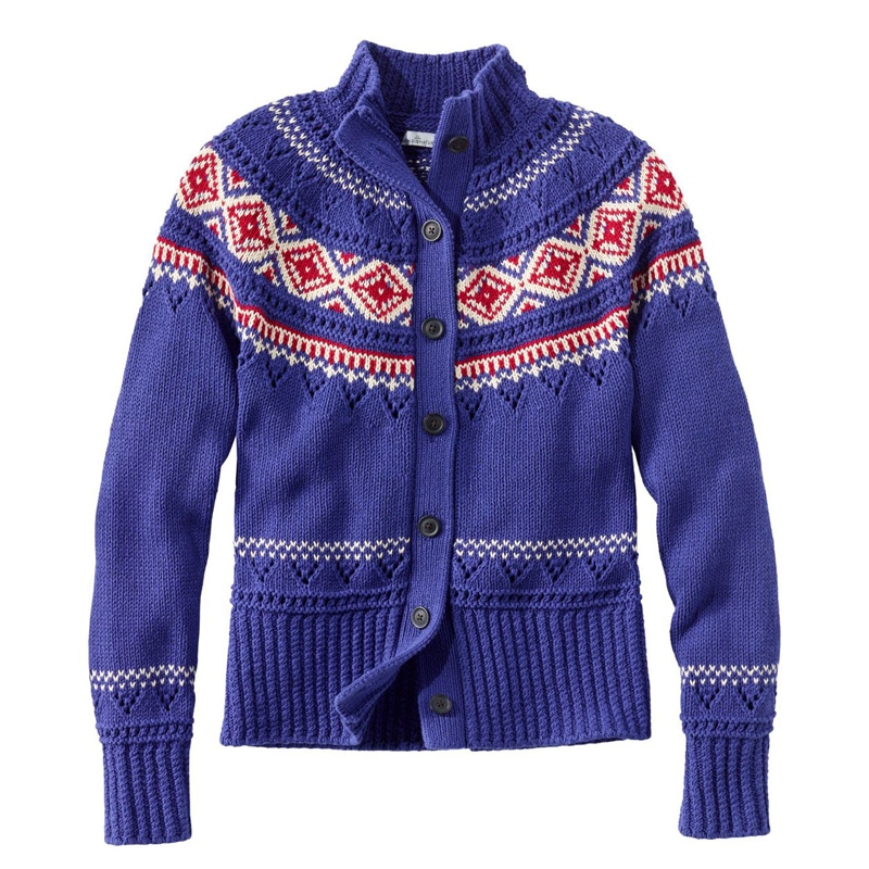 米国フィット・レギュラー シグネチャー・コットン・フィッシャーマン・セーター、ショート・カーディガン フェア・アイル