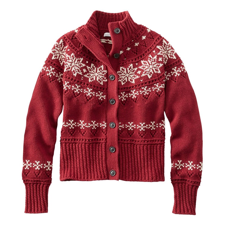 米国フィット・レギュラー シグネチャー・コットン・フィッシャーマン・セーター、ショート・カーディガン フェア・アイル