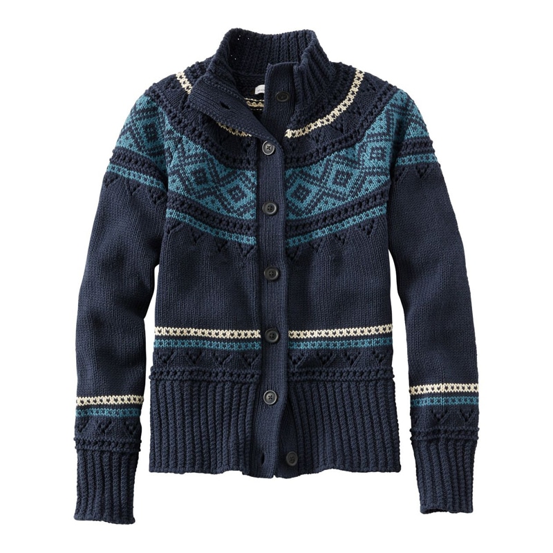 米国フィット・レギュラー シグネチャー・コットン・フィッシャーマン・セーター、ショート・カーディガン フェア・アイル
