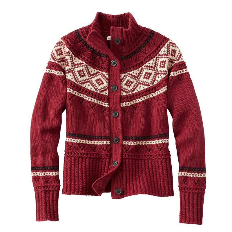 米国フィット・レギュラー シグネチャー・コットン・フィッシャーマン・セーター、ショート・カーディガン フェア・アイル