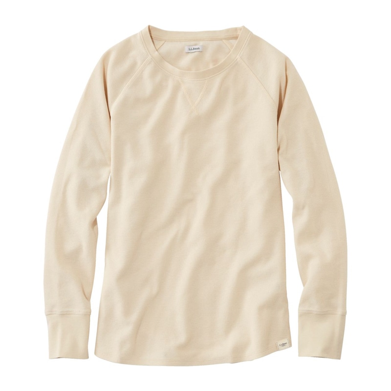 米国フィット・プチ アンシュリンカブル・ミニワッフル・ティ、長袖 クルーネック