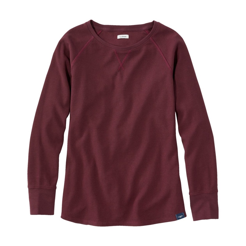 米国フィット・プチ アンシュリンカブル・ミニワッフル・ティ、長袖 クルーネック