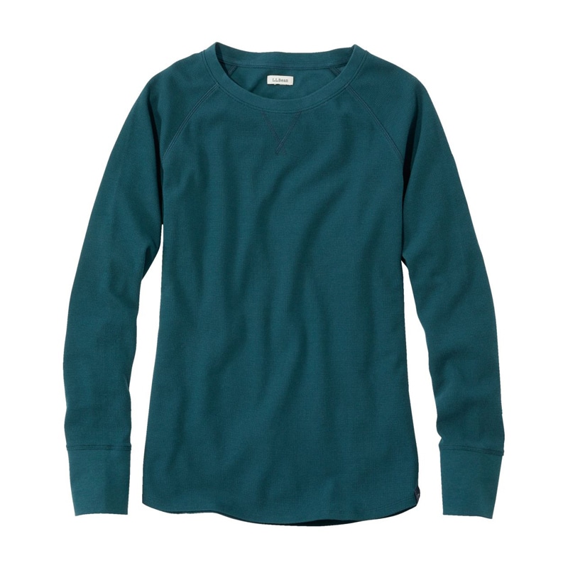 米国フィット・プチ アンシュリンカブル・ミニワッフル・ティ、長袖 クルーネック