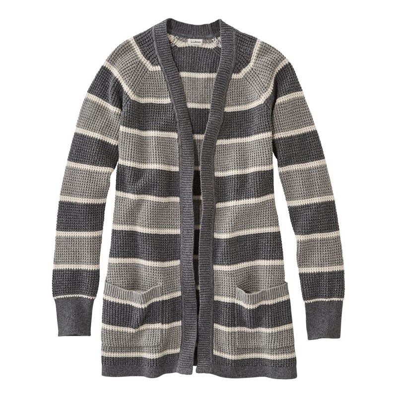 米国フィット・レギュラー オーガニック・ドニゴール・セーター、オープン・カーディガン ストライプ