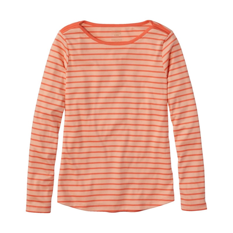 米国フィット・レギュラー ピマ・コットン・シェイプ・ティ、長袖 ボートネック ストライプ