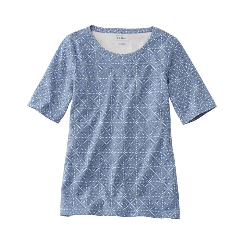 米国フィット・レギュラー エル・エル・ビーン・ティ、ひじ丈袖 ジュエルネック プリント