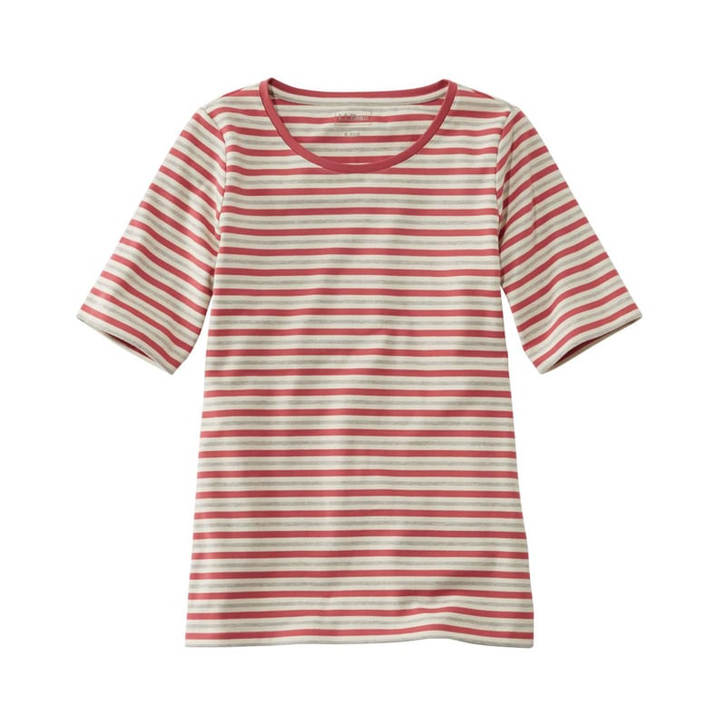 米国フィット・レギュラー エル・エル・ビーン・ティ、ひじ丈袖 ジュエルネック ストライプ