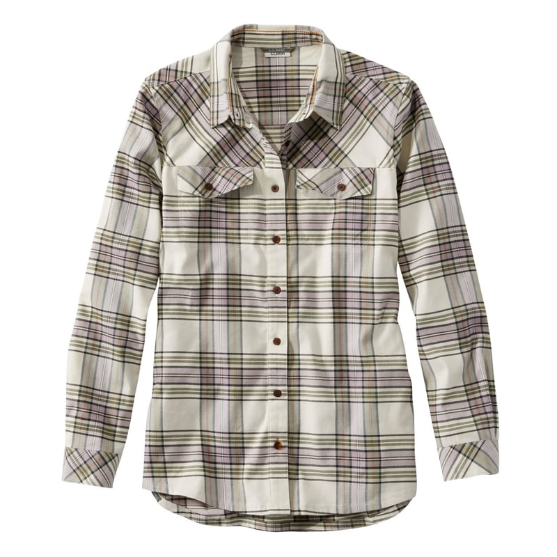 米国フィット・プチ キャビン・ストレッチ・フランネル・シャツ、プラッド