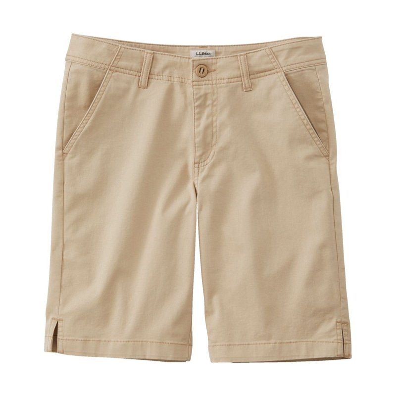 米国フィット・レギュラー レイクウォッシュ・チノ・ショーツ、ミッドライズ バミューダ