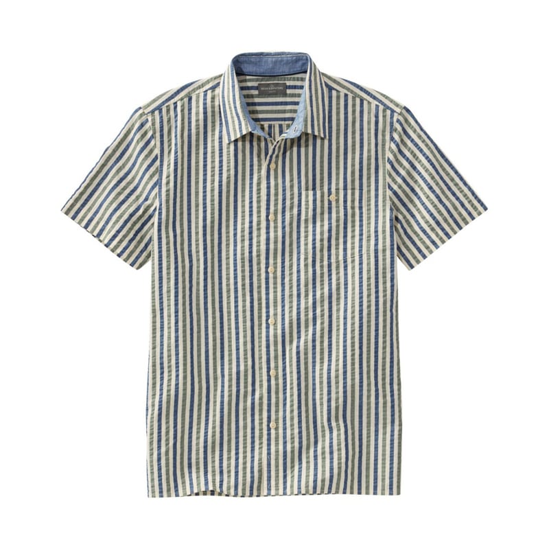 米国フィット・レギュラー シグネチャー・シアサッカー・シャツ、半袖