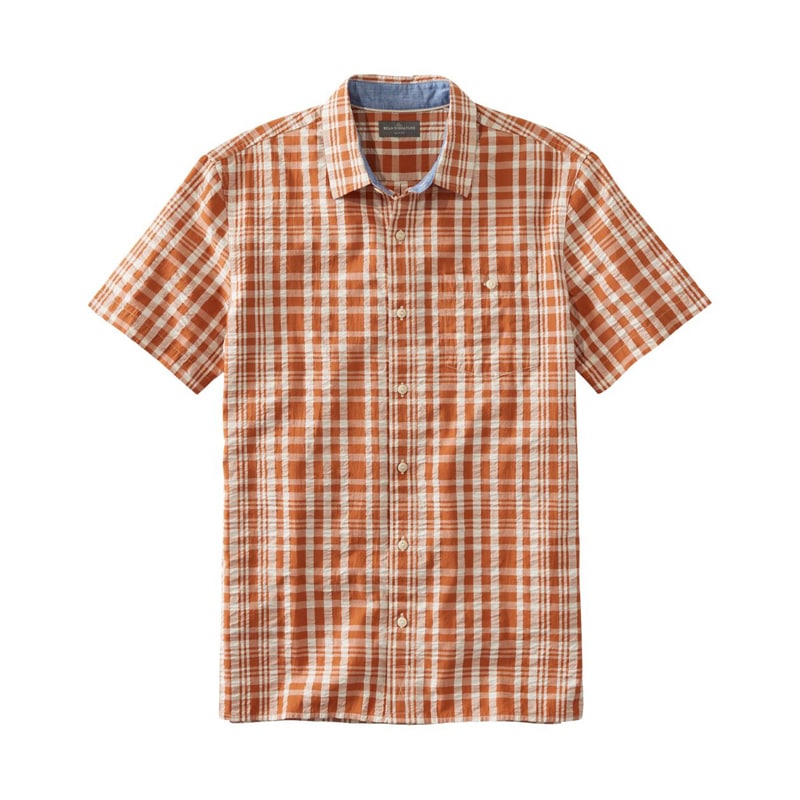 米国フィット・レギュラー シグネチャー・シアサッカー・シャツ、半袖