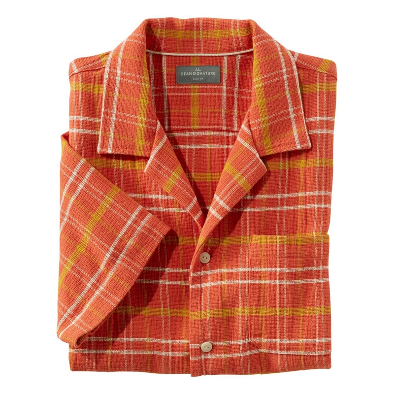 米国フィット・レギュラー シグネチャー・ヘリテージ・クール・ウィーブ・キャンプ・シャツ、半袖