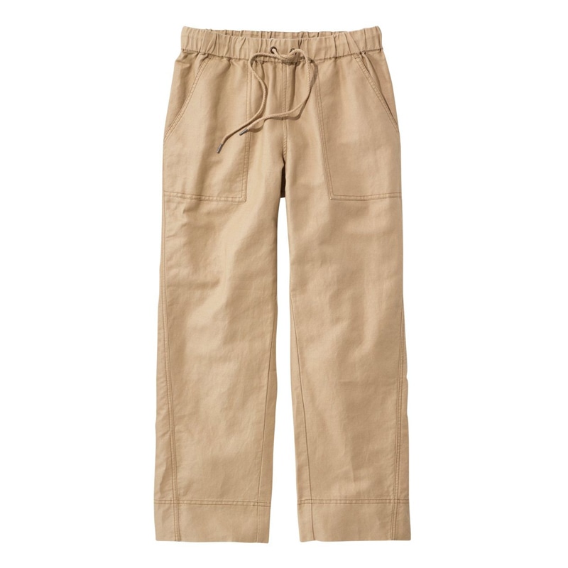 米国フィット・レギュラー シグネチャー・リネン/コットン・プルオン・パンツ、ワイドレッグ