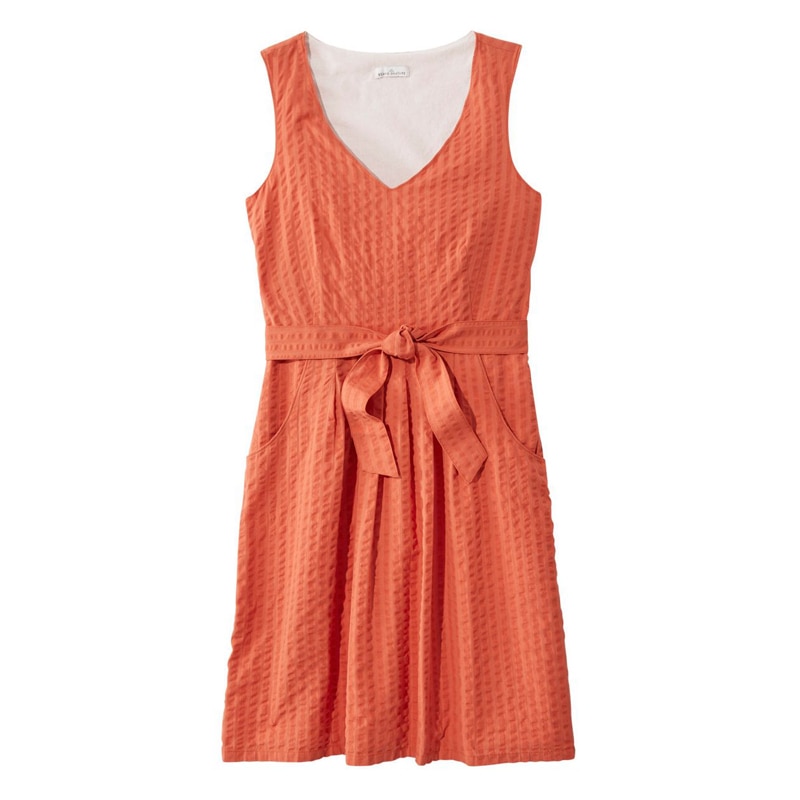 米国フィット・レギュラー シグネチャー・Vネック・シアサッカー・ドレス