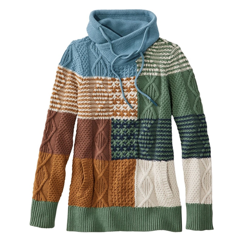 米国フィット・レギュラー シグネチャー・コットン・ファネルネック・セーター、カラーブロック