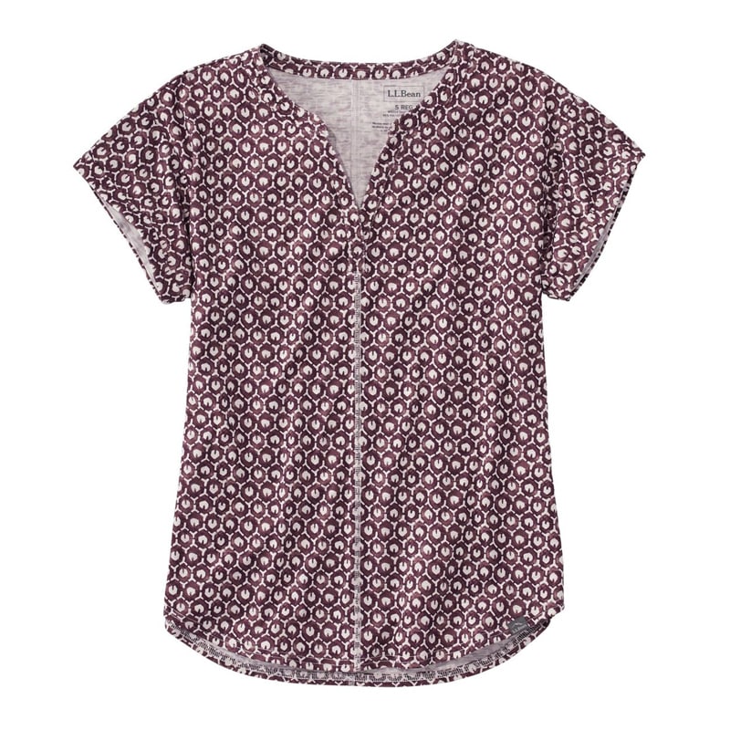 米国フィット・プチ ストリームサイド・ティ、半袖 スプリットネック プリント
