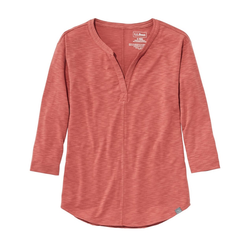 米国フィット・プチ ストリームサイド・ティ、7分丈袖 スプリットネック