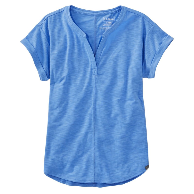 米国フィット・プチ ストリームサイド・ティ、半袖 スプリットネック
