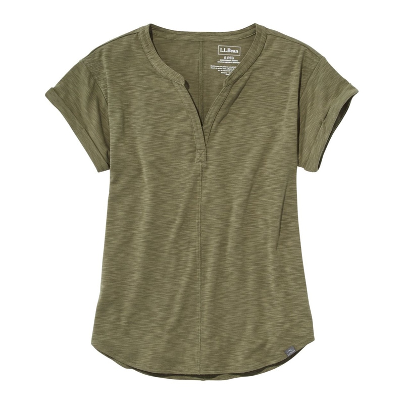 米国フィット・プチ ストリームサイド・ティ、半袖 スプリットネック