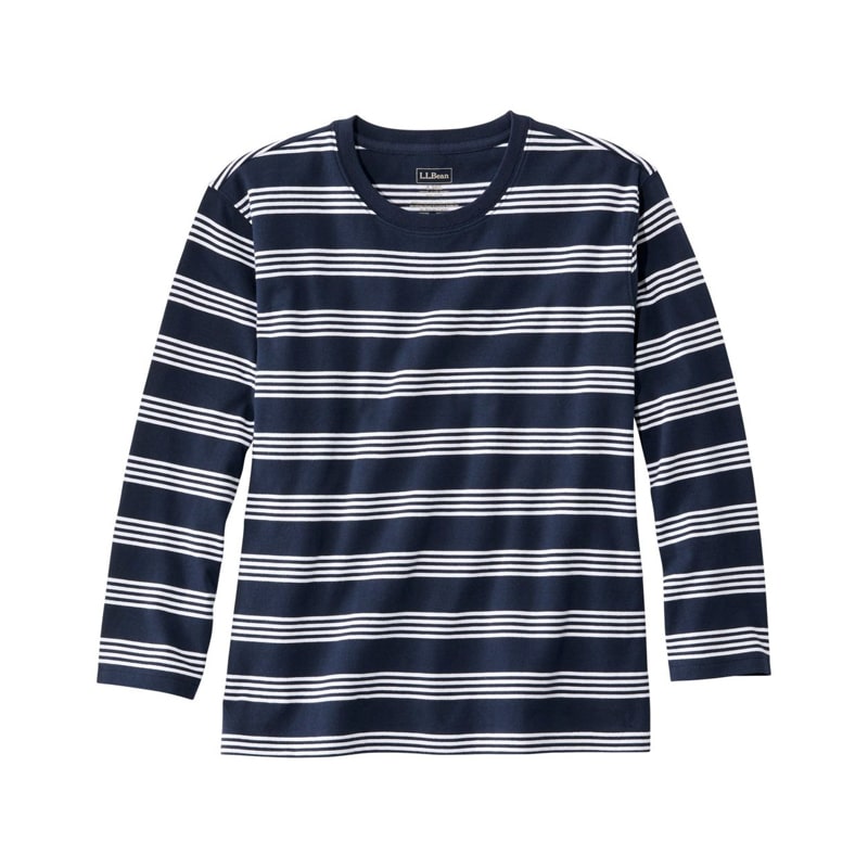 米国フィット・レギュラー サタデーTシャツ、クルーネック 7分丈袖 ストライプ