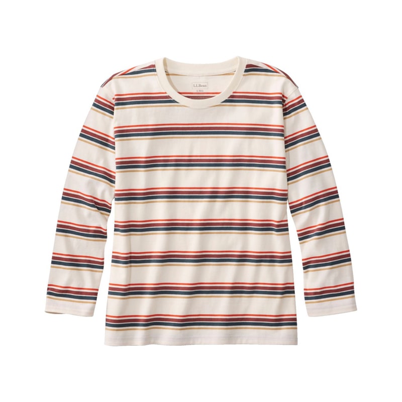 米国フィット・レギュラー サタデーTシャツ、クルーネック 7分丈袖 ストライプ