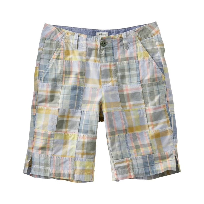 米国フィット・レギュラー レイクウォッシュ・チノ・ショーツ、ミッドライズ バミューダ パッチワーク