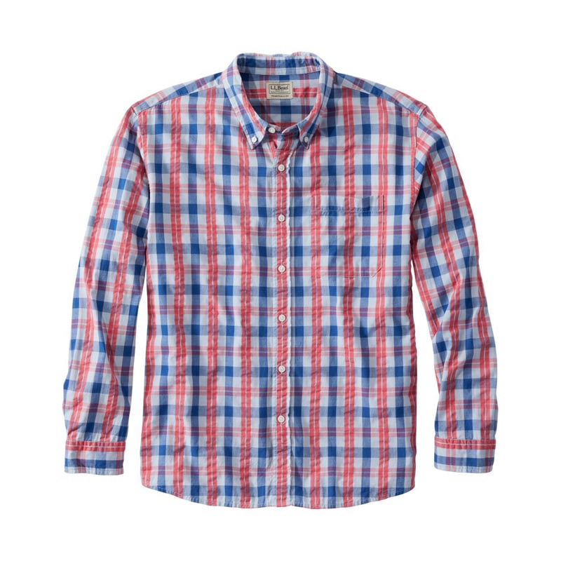 ジャパン・フィット オーガニック・コットン・シアサッカー・シャツ、長袖　プラッド