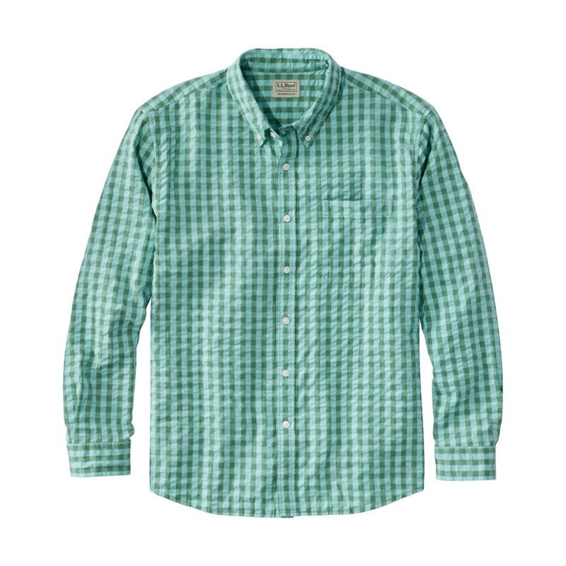 ジャパン・フィット オーガニック・コットン・シアサッカー・シャツ、長袖　プラッド