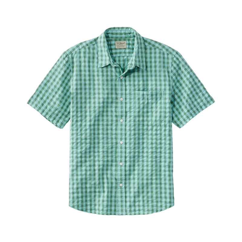 ジャパン・フィット オーガニック・コットン・シアサッカー・シャツ、半袖 プラッド