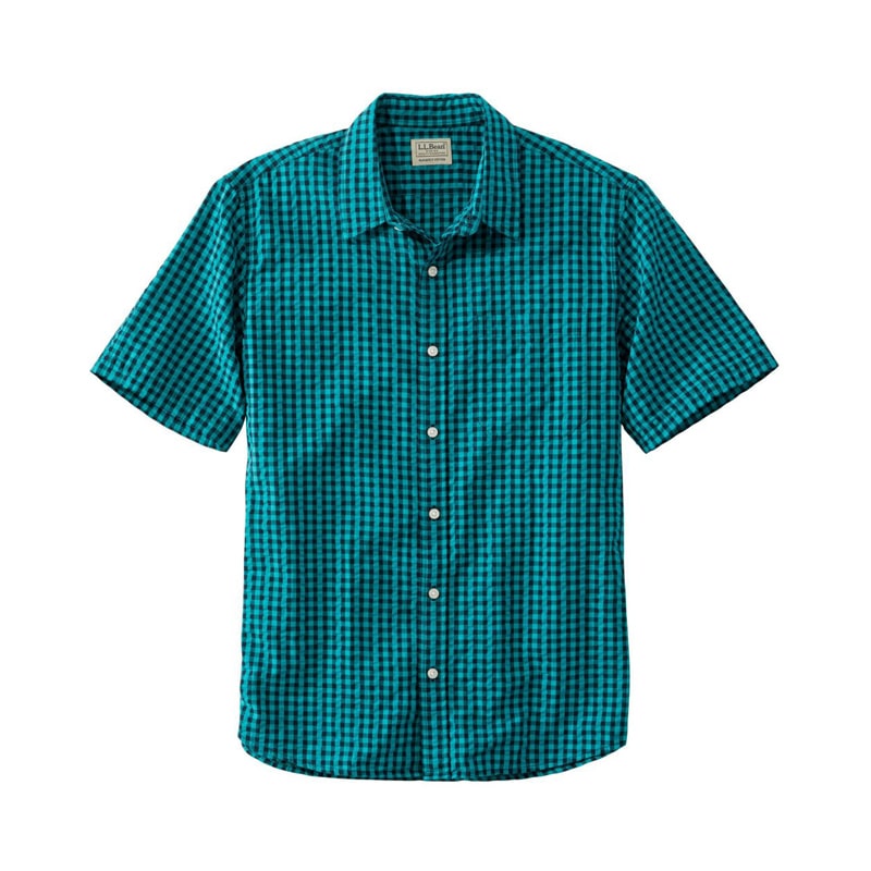 ジャパン・フィット オーガニック・コットン・シアサッカー・シャツ、半袖 プラッド