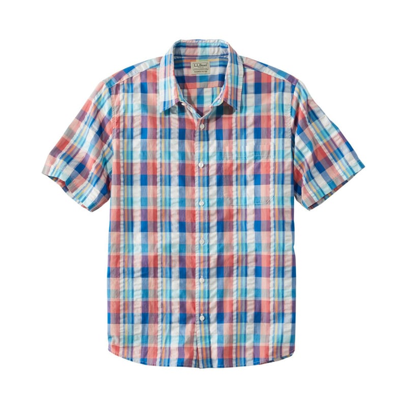 ジャパン・フィット オーガニック・コットン・シアサッカー・シャツ、半袖 プラッド