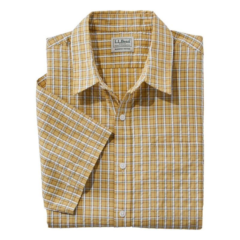 ジャパン・フィット オーガニック・コットン・シアサッカー・シャツ、半袖 プラッド