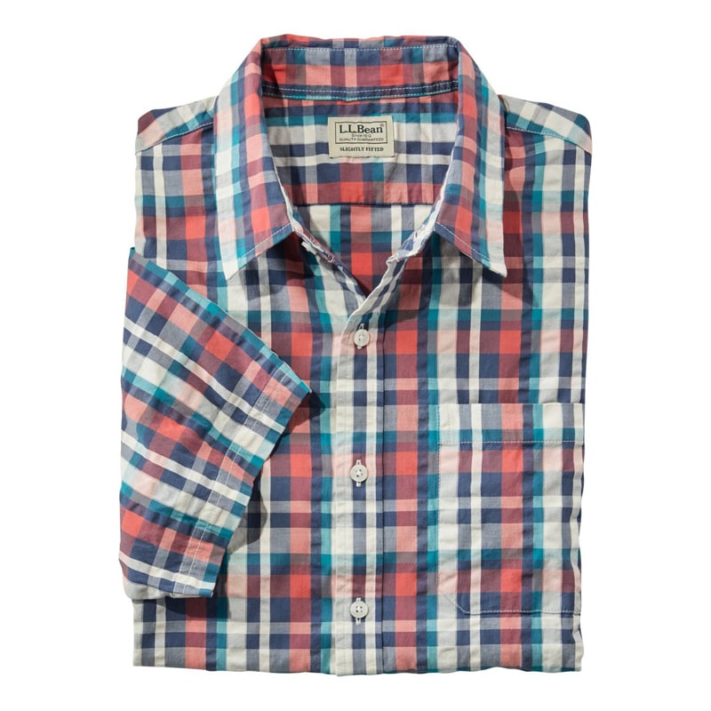 ジャパン・フィット オーガニック・コットン・シアサッカー・シャツ、半袖 プラッド