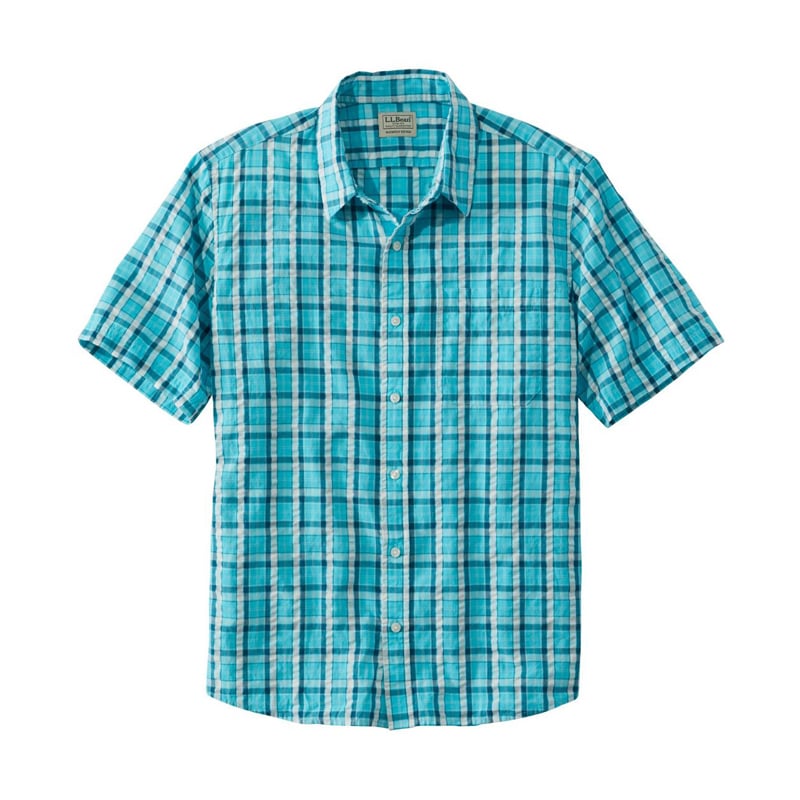 ジャパン・フィット オーガニック・コットン・シアサッカー・シャツ、半袖 プラッド