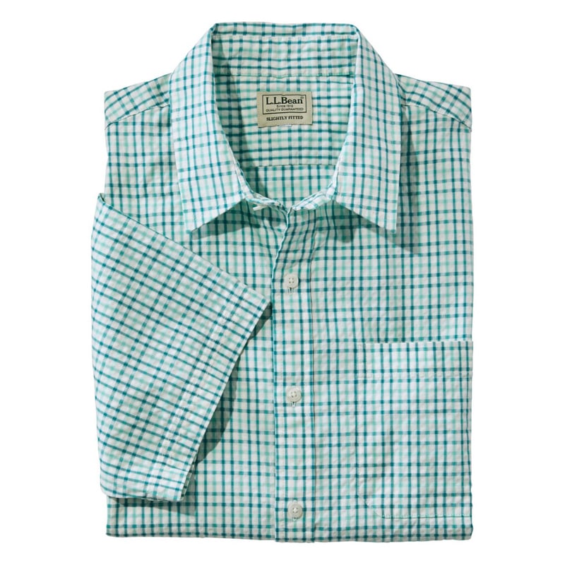 ジャパン・フィット オーガニック・コットン・シアサッカー・シャツ、半袖 プラッド