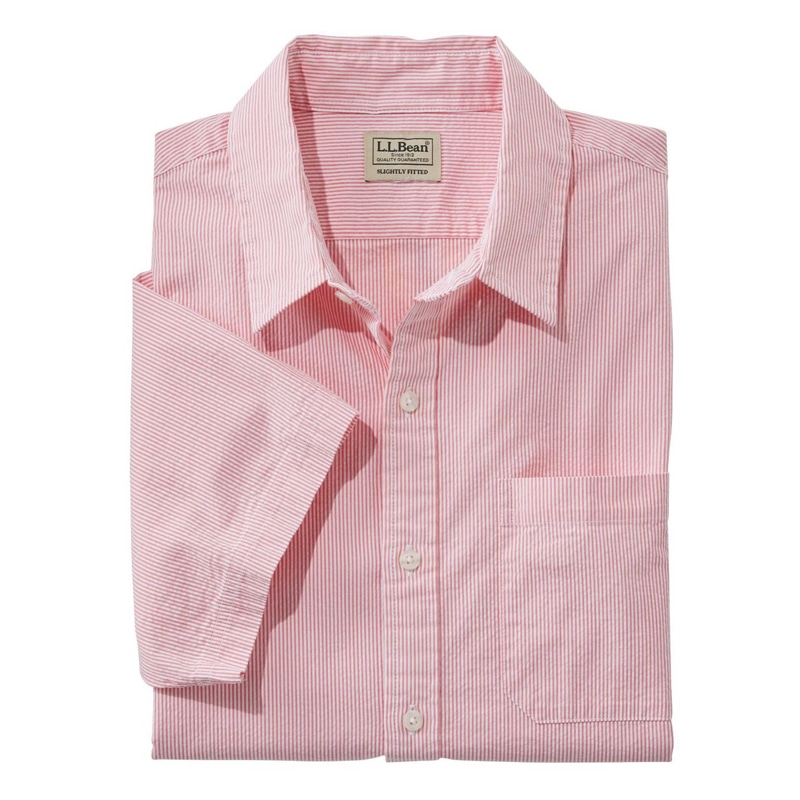 ジャパン・フィット オーガニック・コットン・シアサッカー・シャツ、半袖 ストライプ