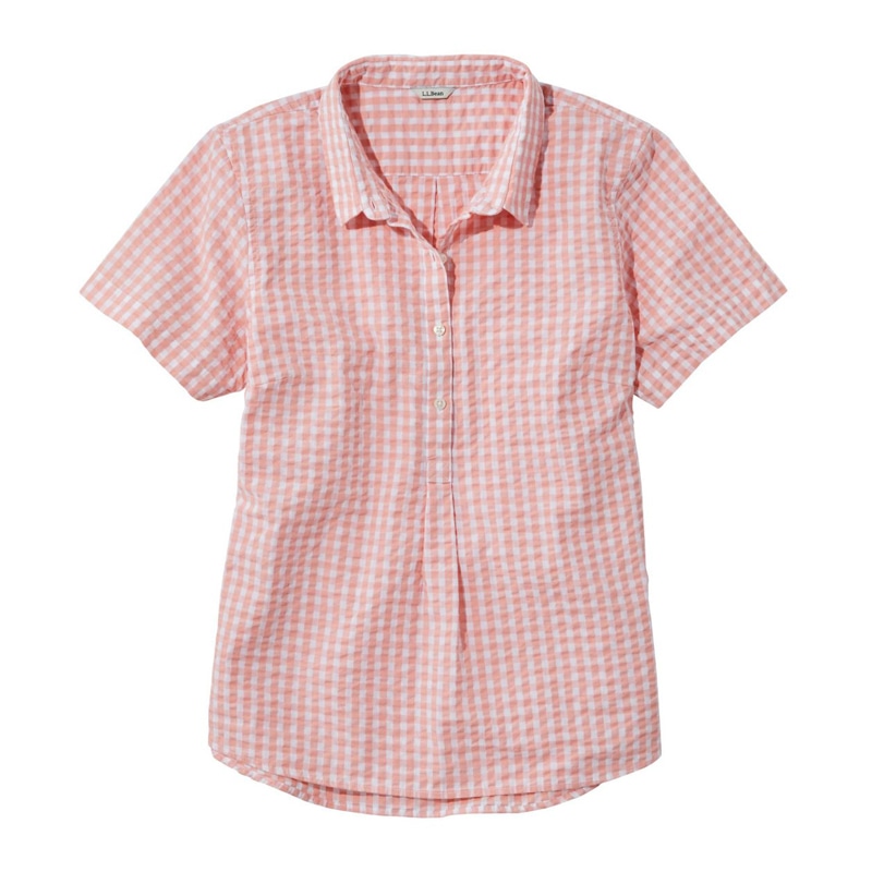 ジャパン・フィット バケーションランド・シアサッカー・シャツ、ポップオーバー 半袖 プラッド