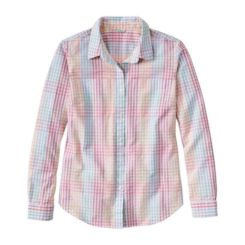 ジャパン・フィット バケーションランド・シアサッカー・シャツ、長袖 プラッド