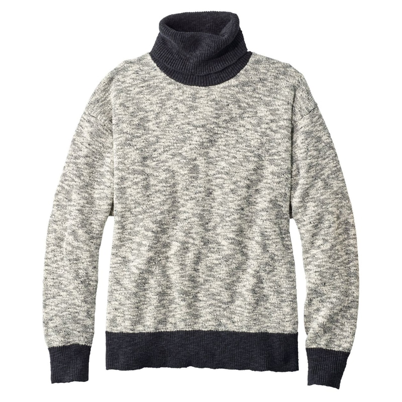 米国フィット・レギュラー シグネチャー・コットン/リネン・ラグ・セーター、タートルネック