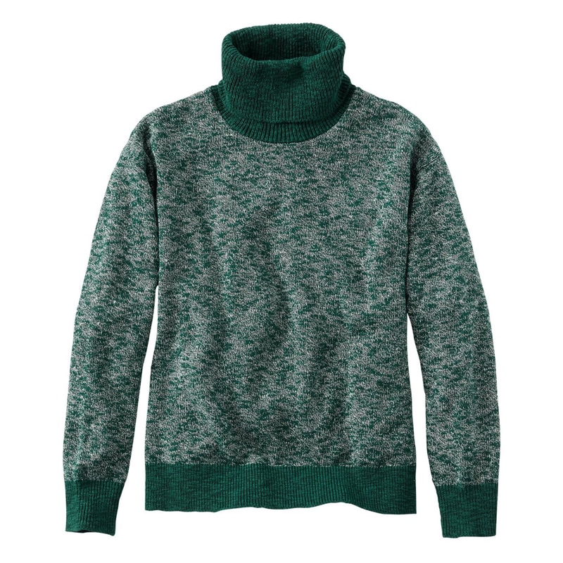 米国フィット・レギュラー シグネチャー・コットン/リネン・ラグ・セーター、タートルネック