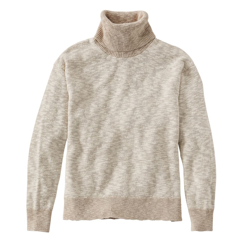 米国フィット・レギュラー シグネチャー・コットン/リネン・ラグ・セーター、タートルネック