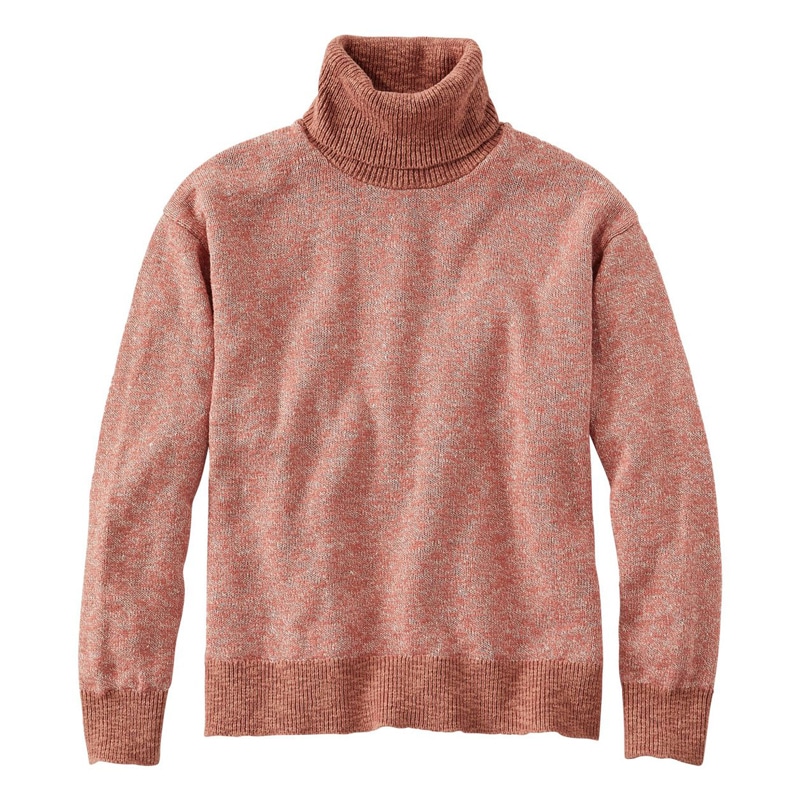 米国フィット・レギュラー シグネチャー・コットン/リネン・ラグ・セーター、タートルネック