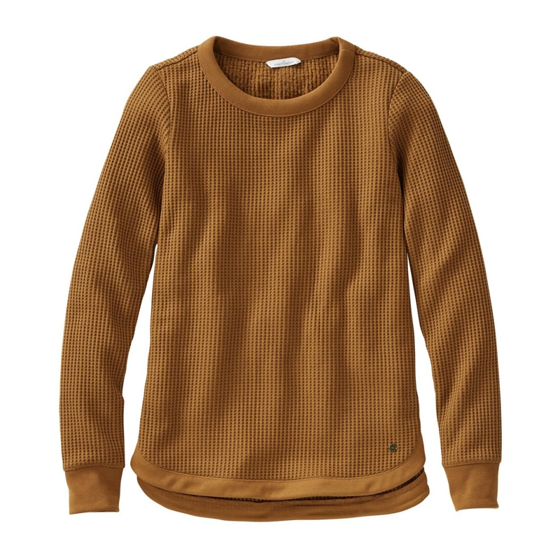 米国フィット・レギュラー シグネチャー・ブラッシュバック・ワッフル・ボートネック