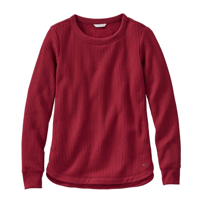 米国フィット・レギュラー シグネチャー・ブラッシュバック・ワッフル・ボートネック