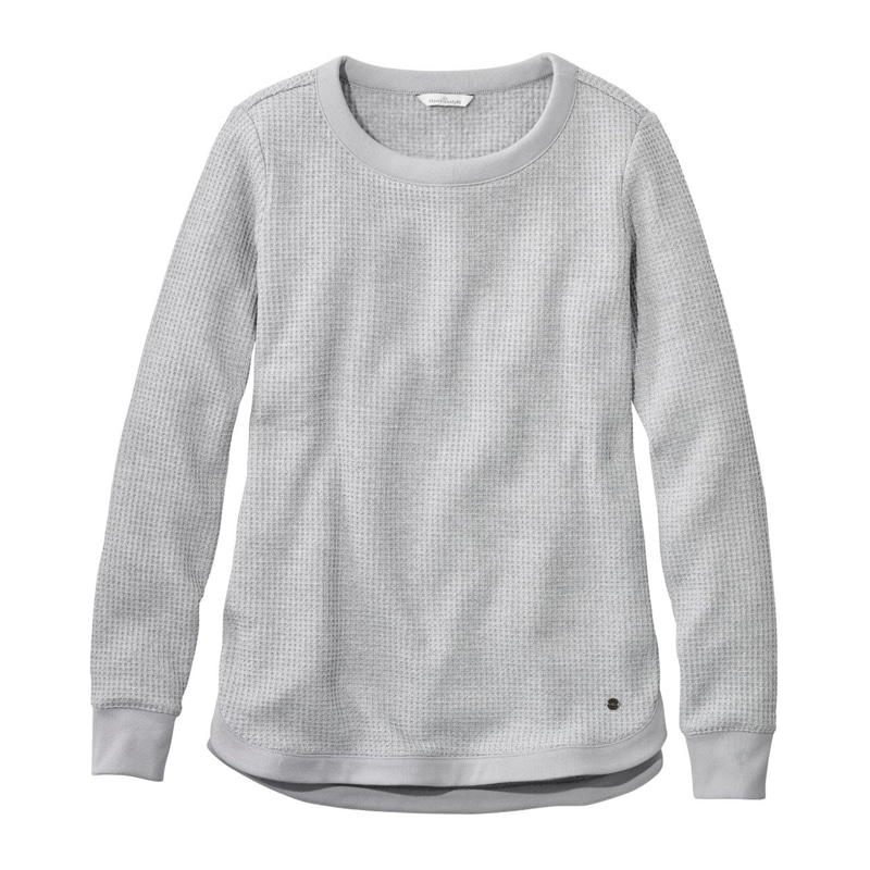 米国フィット・レギュラー シグネチャー・ブラッシュバック・ワッフル・ボートネック