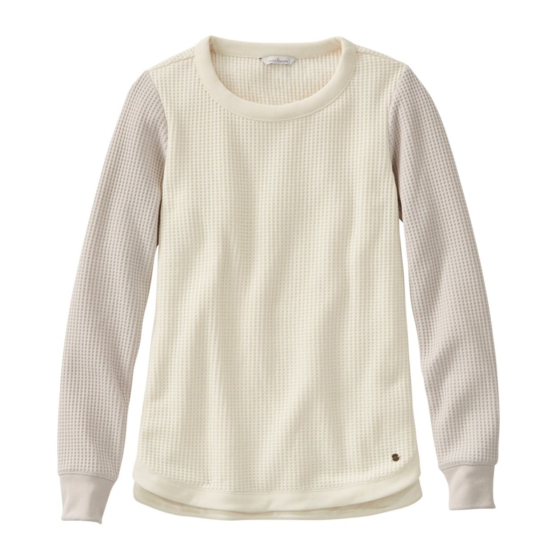 米国フィット・レギュラー シグネチャー・ブラッシュバック・ワッフル・ボートネック