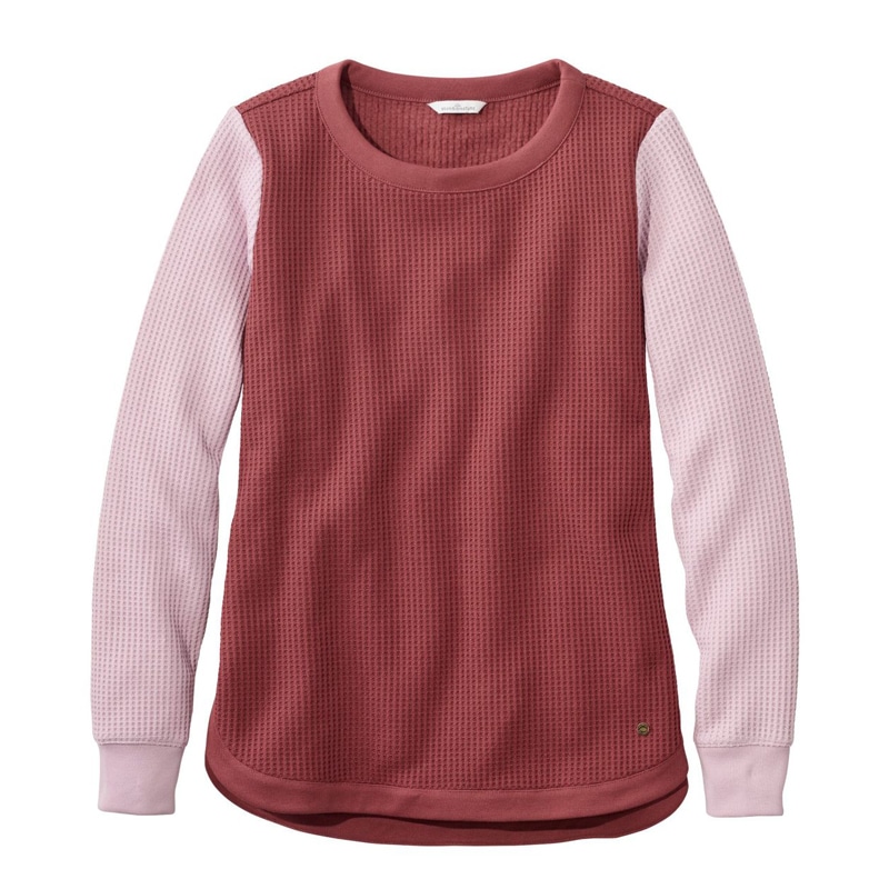 米国フィット・レギュラー シグネチャー・ブラッシュバック・ワッフル・ボートネック