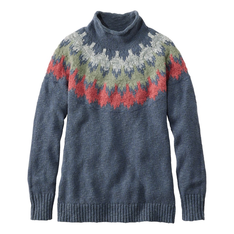 米国フィット・プチ コットン・ラグ・セーター、ファネルネック・プルオーバー フェアアイル