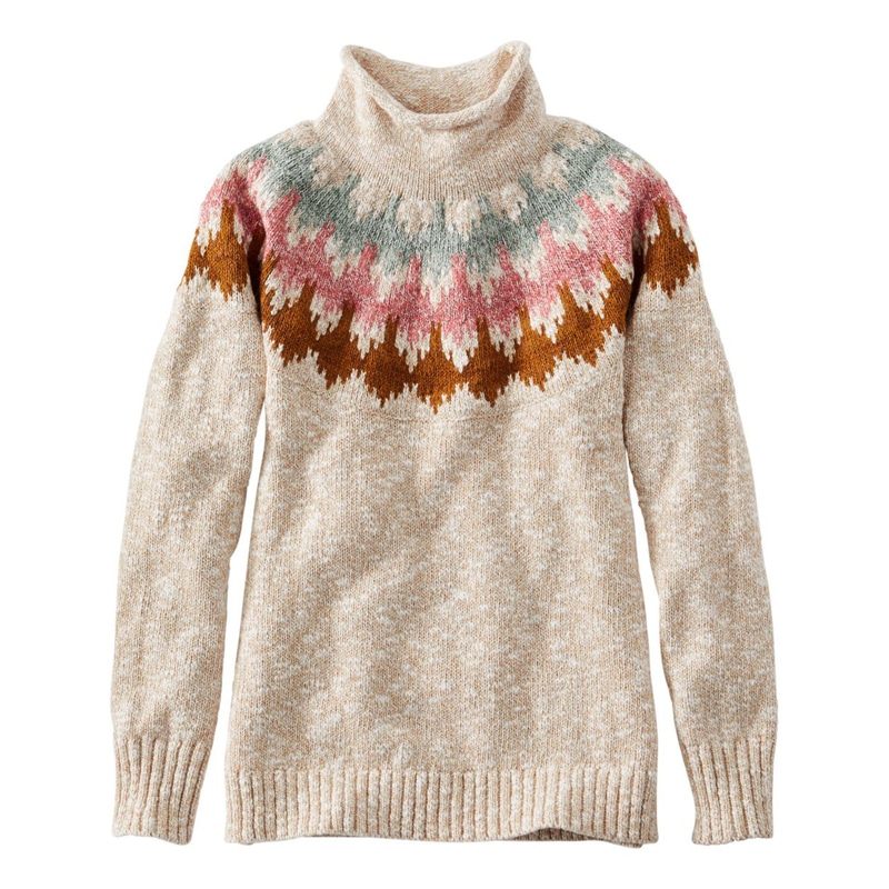 米国フィット・プチ コットン・ラグ・セーター、ファネルネック・プルオーバー フェアアイル