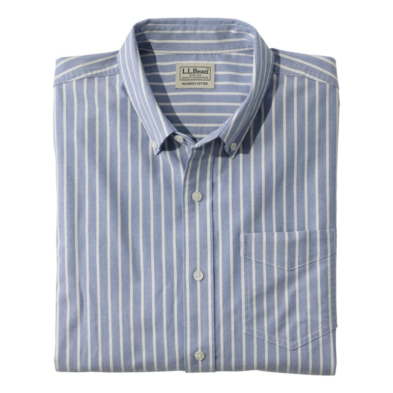米国フィット・レギュラー コンフォート・ストレッチ・オックスフォード・シャツ、スライトリー・フィット　ストライプ